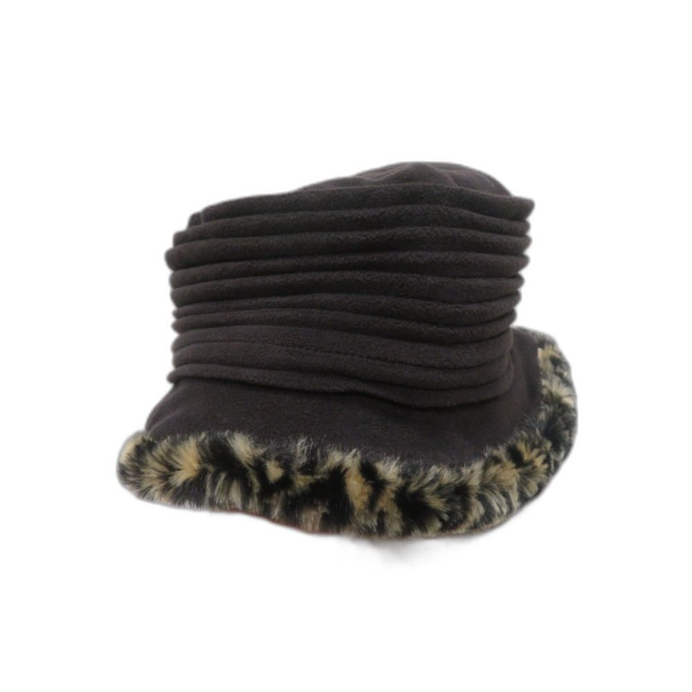 WOMENS BLACK BUCKET HAT W CHEETAH BRIM WINTER